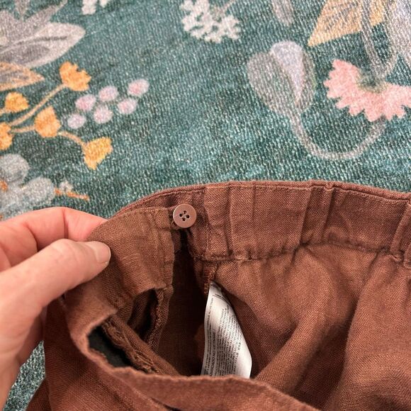 MNG Mango Midi Skirt Linen wrap Large Brown  Curved Tie Front Pencil Minimal L - Picture 11 of 16